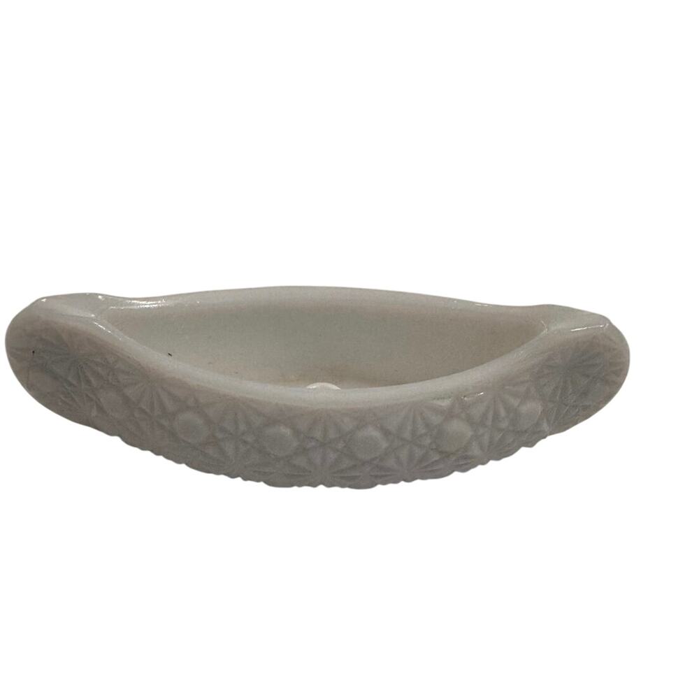 Vintage Milk Glass Candle Holder Canoe White 6.5"x2"